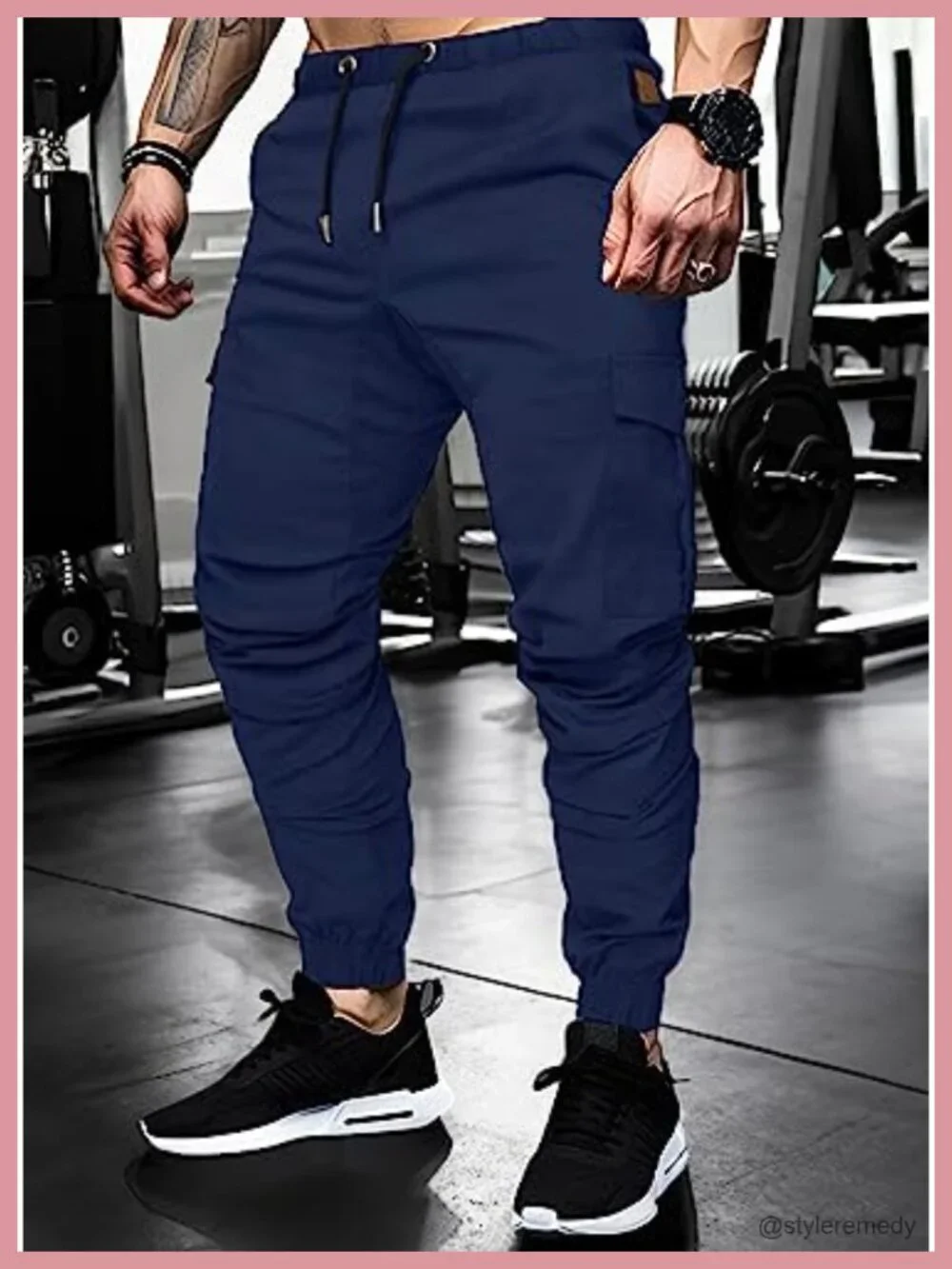 Slim Fit Cargo Joggers with 6 Pockets, Stretch Cotton Twill, Drawstring,